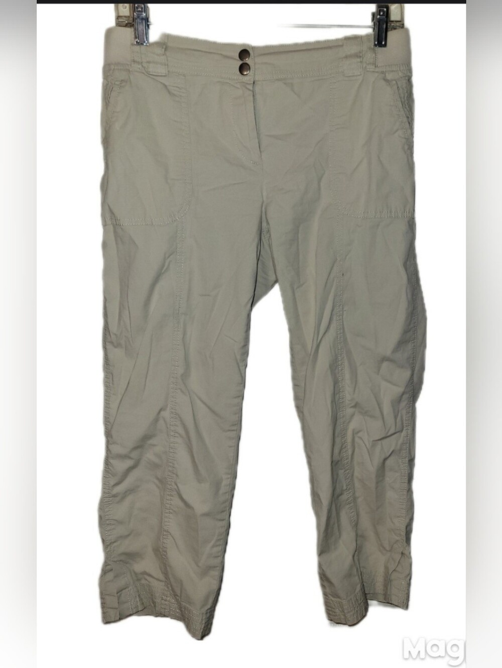 Chico's Size 0 Khaki Cropped Cotton Blend Casual Capris Breathable Active